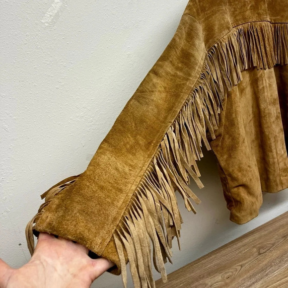 Men’s Suede Leather Fringed Western Jacket size XL - Picture 13 of 14